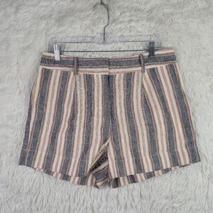 Frame Denim Womens Sz 8 100% Linen Multi Stripe Shorts Beachy Boho Classic